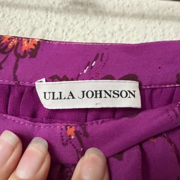 Ulla Johnson Torri Magenta Floral Silk Handkerchief Skirt Size 8 - Picture 4 of 6